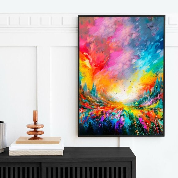 16x20 Unique Paint Splatter Watercolor Oil Painting Fantasy Art Poster - Picture 2 of 7